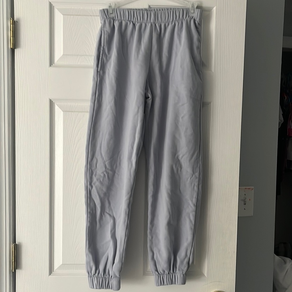 light blue sweatpants